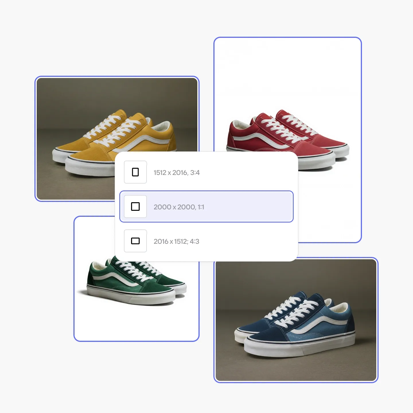 Bulk resizing multiple sneaker product images for different platforms using PicForge’s batch editing feature